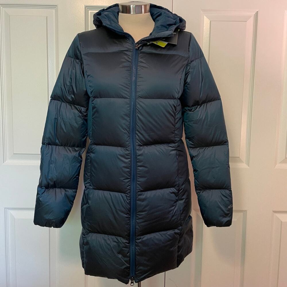 Eddie Bauer Peacock Luna Peak Hooded Down Puffer Parka Jacket Women Small NWT